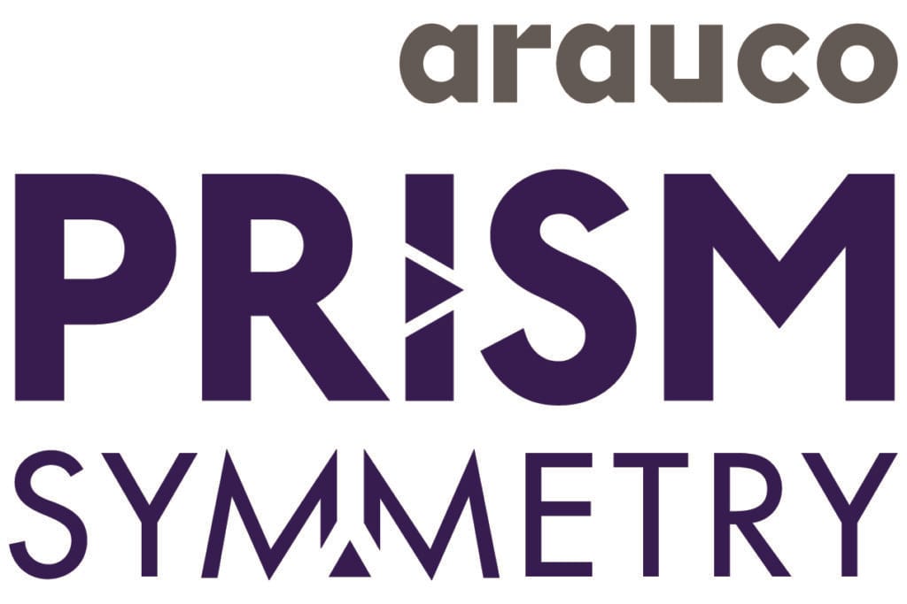 Arauco-PRISM-Symmetry_2C-1 abstract geometric design with symmetrical patterns and contrasting colors.